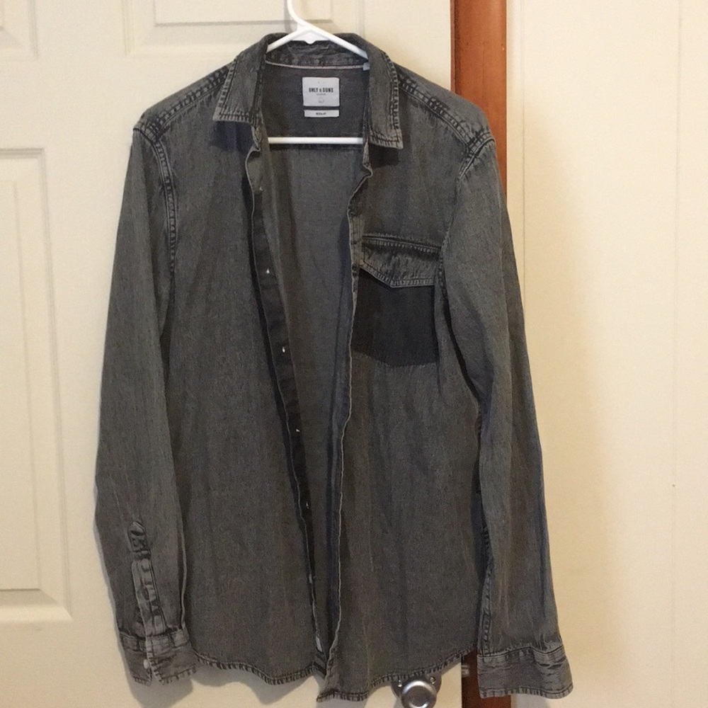 Gray Denim Men’s Button down (ASOS)